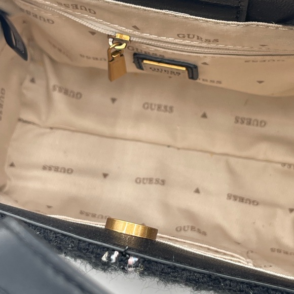 Guess Tweed Silvana Small tote Handbag Adjustable Strap Crossbody Black - Picture 8 of 13